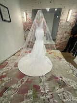 Bespoke Scattered Pearled Ultra Rush Royal Monarch Cathedral Veil for Macey